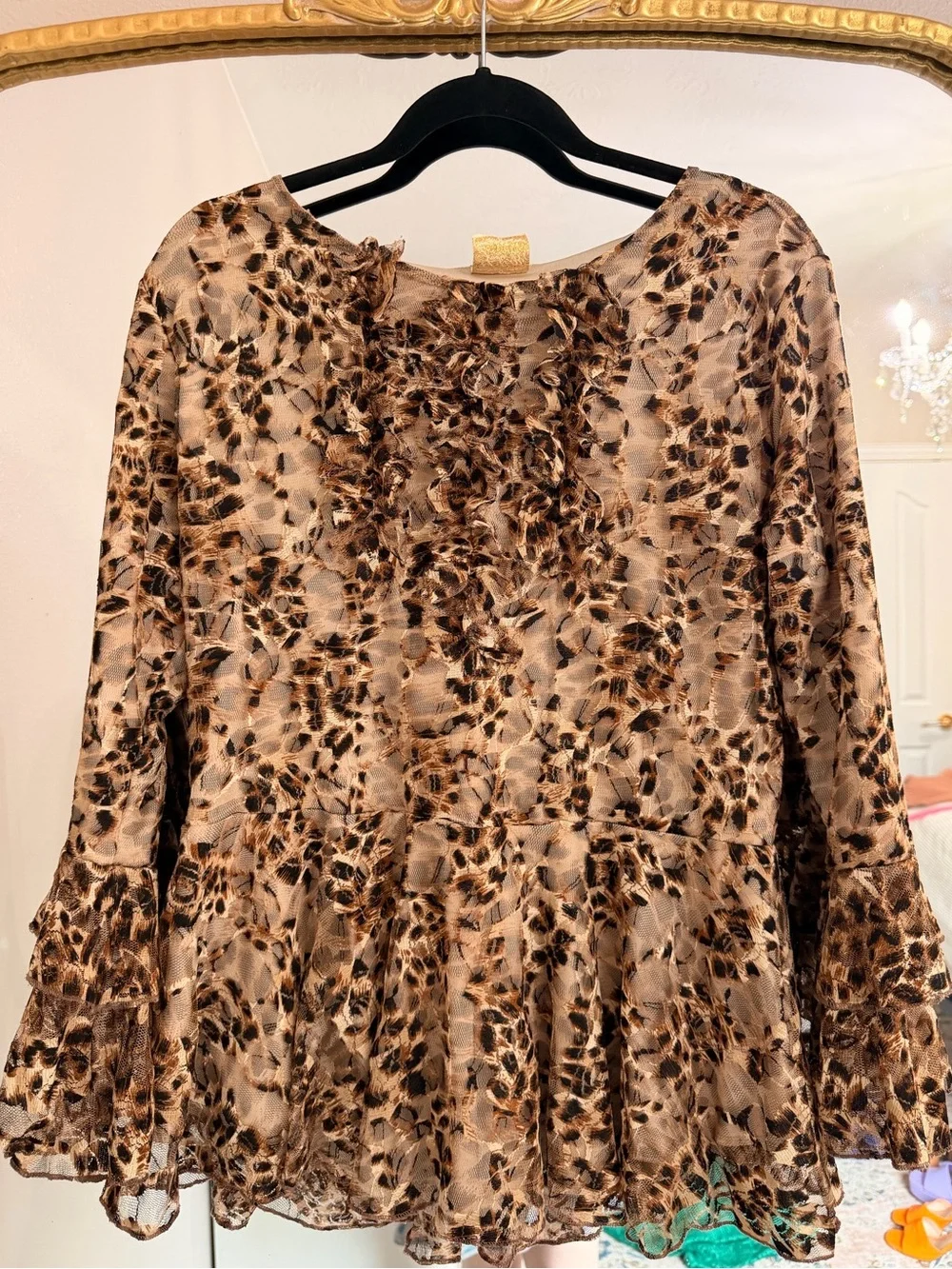 Womens Brown Leopard Print Tunic Top - Picture 1 of 4